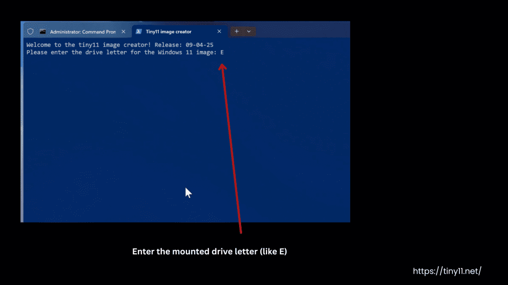 Enter the Mounted Drive Letter