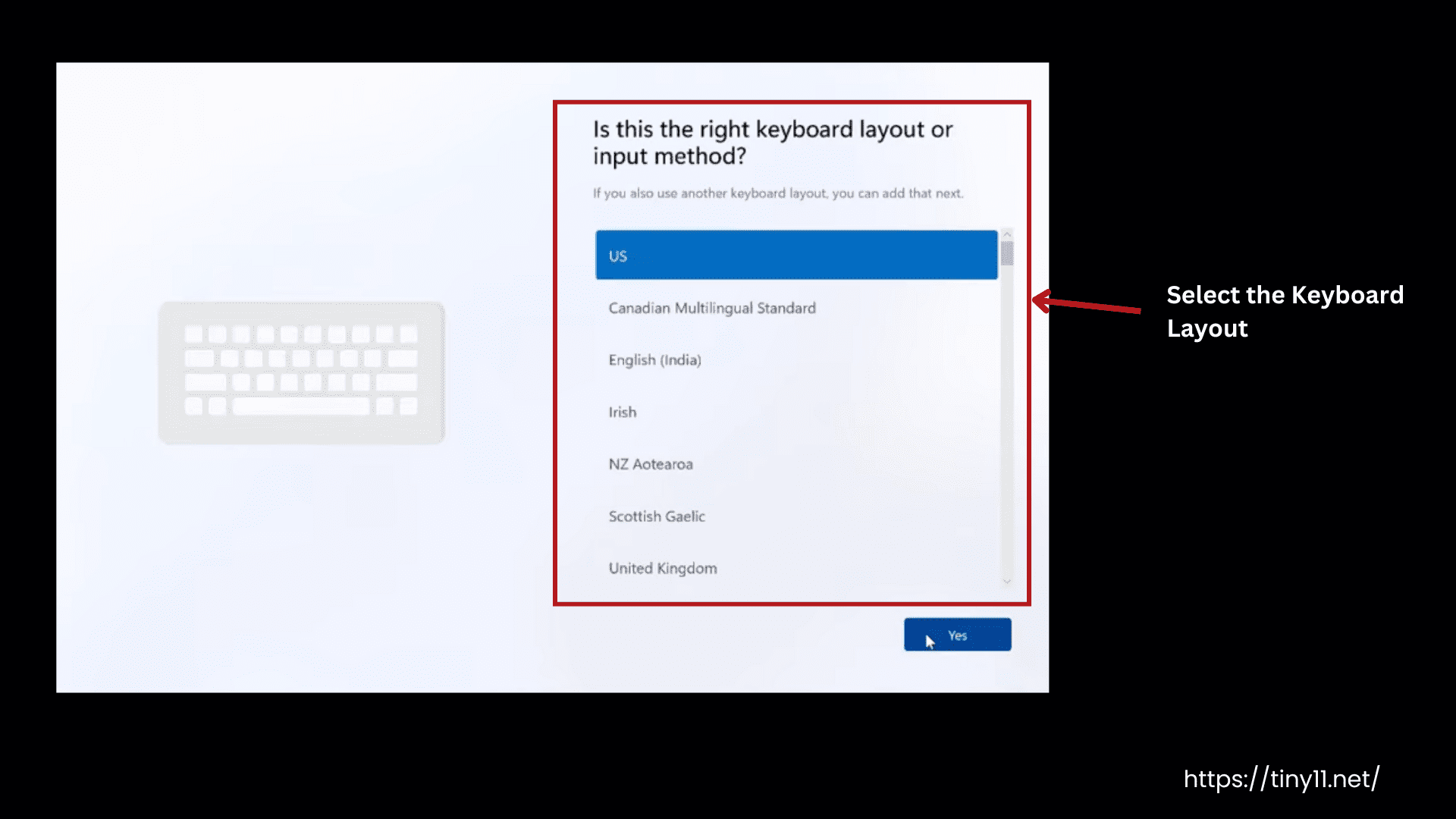 Tiny11 Keyboard Layout